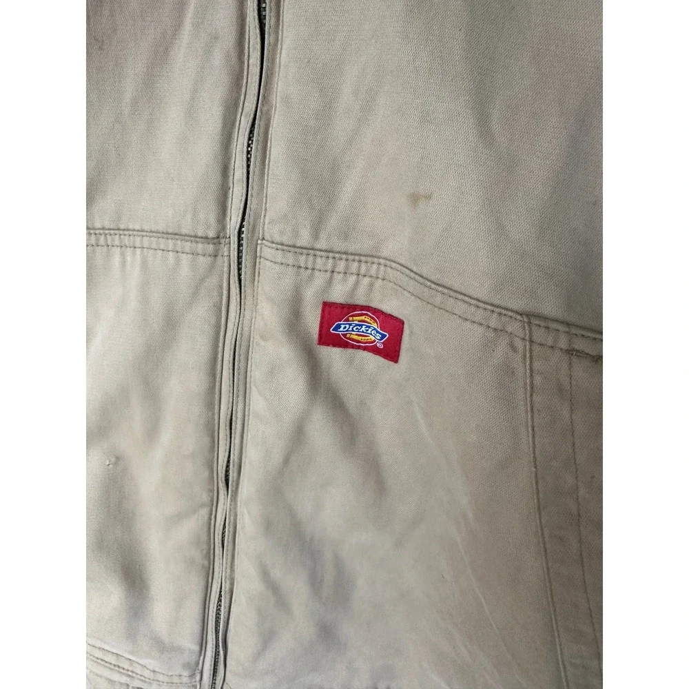 Dickies Mens 2XL Tan Cotton Duck Quilted Lined Hooded Work Jacket RN 20697